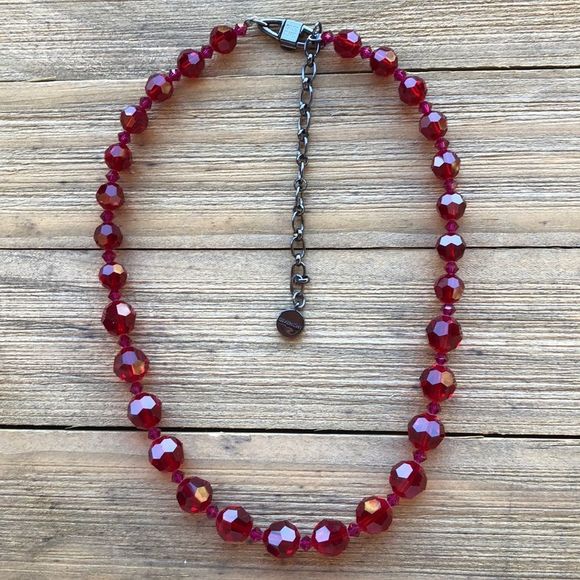 Givenchy Jewelry - Givenchy Rare Vintage Deep Red Graduated Faceted Bead Necklace! EUC
